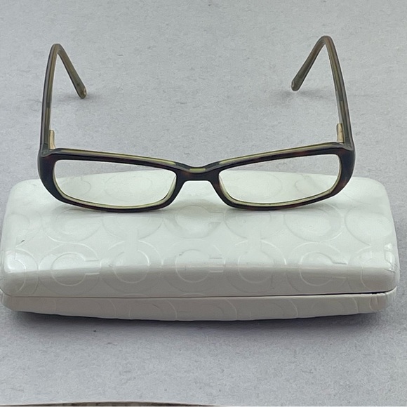 Coach Women’s Designer Eyeglasses Frames Brown Gold Tortoise Rectangular - Picture 4 of 4